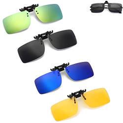 gotyou 4 Stück Polarisationsbrille Clip, Sonnenbrille Clip, Sonnenbrille Aufsatz, Clip on Sonnenbrille, Randlose Myopie Sonnenbrille, Myopie Sonnenbrille Polarisierte Clip für Im Freien, Angeln von gotyou