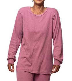 greenjama Damen Langarm-Shirt aus Derby-Rib, GOTS-Zertifiziert Pyjamaoberteil, Grape, 40 von greenjama