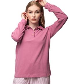 greenjama Damen Langarm-Shirt mit Polo-Kragen, GOTS-Zertifiziert Pyjamaoberteil, Grape, 38 von greenjama