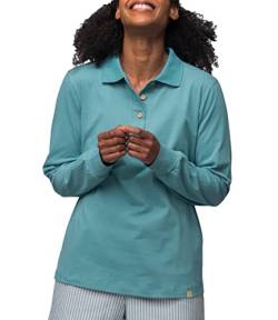 greenjama Damen Langarm-Shirt mit Polo-Kragen, GOTS-Zertifiziert Pyjamaoberteil, Topaz, 40 von greenjama