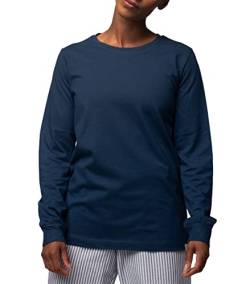 greenjama Damen Langarm-Shirt mit Woll-Anteil, GOTS-Zertifiziert Pyjamaoberteil, Ultramarin, 42 von greenjama