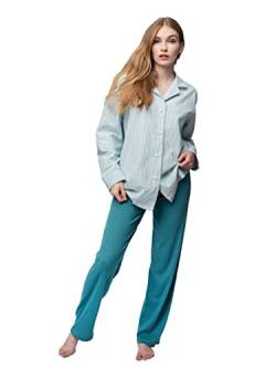 greenjama Damen Pyjama-Hemd, GOTS-Zertifiziert Pyjamaoberteil, Topaz, 42 von greenjama