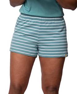 greenjama Damen Shorts Ringel, GOTS-Zertifiziert Pyjamaunterteil, Topaz, 44 von greenjama