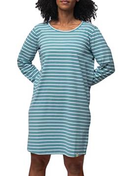 greenjama Damen Sleepshirt Ringel, GOTS-Zertifiziert Nachthemd, Topaz, 38 von greenjama