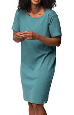 greenjama Damen Sleepshirt aus Derby-Rib, GOTS-Zertifiziert Nachthemd, Topaz, 38 von greenjama
