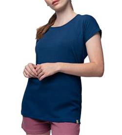 greenjama Damen T-Shirt aus Derby-Rib, GOTS-Zertifiziert Pyjamaoberteil, Ultramarine, 36 von greenjama