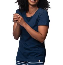 greenjama Damen T-Shirt aus Single Jersey, GOTS-Zertifiziert Pyjamaoberteil, Ultramarin, 36 von greenjama