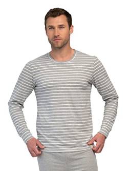 greenjama Herren Langarm-Shirt Ringel Pyjamaoberteil, Grey, XL von greenjama