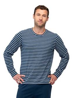 greenjama Herren Langarm-Shirt Ringel Pyjamaoberteil, Ultramarine, XL von greenjama
