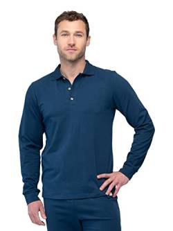 greenjama Herren Langarm-Shirt mit Polo-Kragen Pyjamaoberteil, Ultramarine, S von greenjama