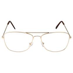 grinderPUNCH Clear Lens Gold Square Pilotenbrille Classic ohne Stärke für Mode von grinderPUNCH