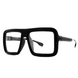 grinderPUNCH Dicker quadratischer Rahmen, klare Gläser, Brillen, super übergroß, Mode und Kostüm – Schwarz von grinderPUNCH