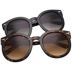 grinderPUNCH Klassische, runde, polarisierte, übergroße Retro-Sonnenbrille für Frauen, trendige Vintage-Stil, polarisierte Brille, UV400-Gläser (Polarized Brown Gradient Lens, 53) von grinderPUNCH
