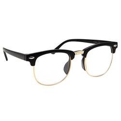grinderPUNCH Nerd-Brille für Kinder, Halbrahmen, klare Gläser, Geek-Kostüm für Kinder (Alter 3–10), Schwarz/Gold von grinderPUNCH