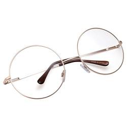 grinderPUNCH Nicht verschreibungspflichtige Brille mit rundem Kreisrahmen und klaren Gläsern, groß, goldfarben von grinderPUNCH