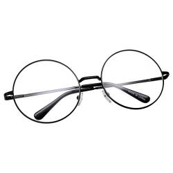 grinderPUNCH Nicht verschreibungspflichtige Brille mit rundem rundem Rahmen und klaren Gläsern, mittelschwarz von grinderPUNCH