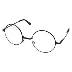grinderPUNCH Nicht verschreibungspflichtige runde Brille mit rundem Rahmen und klaren Gläsern, klein, schwarz von grinderPUNCH