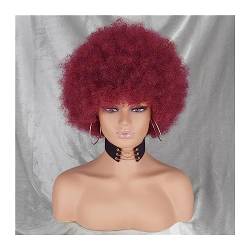 Perücken Afro-Perücken for schwarze Frauen, kurze lockige Afro-Perücke, federnd, riesige, flauschige Puff-Perücken, Premium-Synthetik for Cosplay und den Alltag Damenperücke (Color : 5) von guiling-1986