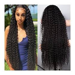 Perücken Deep Wave Frontal Perücke Full Lace Front Human Hair Perücken 13x4 Bob Wasserwelle HD Nass und Wellenförmige lose vorgepuckte lockige menschliche Haarperücke Damenperücke (Size : 150%, Colo von guiling-1986