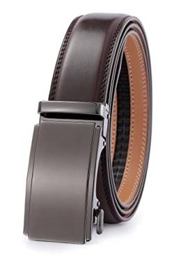 guvoosm Gürtel Herren,Leder Automatik Gürtel Für Herren Business Anzug Gürtel-3,5cm Breite-2015-125-Dark Brown von guvoosm