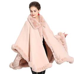 haashpylien Damen Poncho Cape Winter Umhang Strickjacken mit Kunstfell Kragen Kunstpelz Stolen Revers Kragen Kaschmir Fühlen Wickelschal Schal für Hochzeit von haashpylien