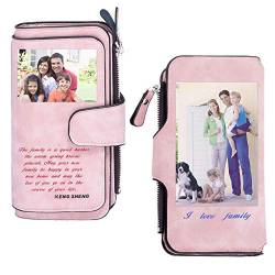 Individuelle Foto-Brieftasche der Frauen, Personalisiertes Brieftaschengeschenk für Frau, Mutter und Freundin, (Hell-Pink) von haellerry
