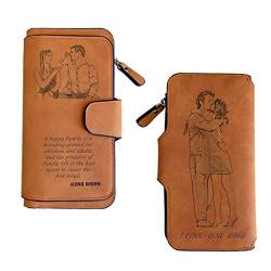 haellerry Individuelle Foto-Brieftasche der Frauen, Personalisiertes Brieftaschengeschenk für Frau, Mutter und Freundin, (Braun) von haellerry