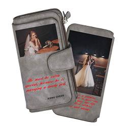 haellerry Individuelle Foto-Brieftasche der Frauen, Personalisiertes Brieftaschengeschenk für Frau, Mutter und Freundin, (Farbdruck grau) von haellerry