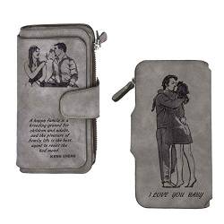 haellerry Individuelle Foto-Brieftasche der Frauen, Personalisiertes Brieftaschengeschenk für Frau, Mutter und Freundin, (grau) von haellerry