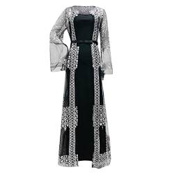 Damen Abendkleid Women Fashion Long Sleeve Sequin Mesh Suit Gown Long Two Piece Dress von hahuha