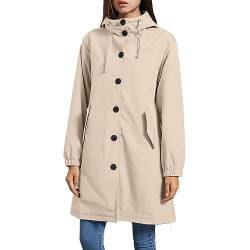 Damen Sweatjacken Frauen Frühling und Herbst Dünne Einfarbig Reißverschluss Mit Kapuze Outdoor Bergsteigen Tragen Mehrere Taschen Tragen Lässige Mantel Jacke, Khaki-M, 48 von hahuha