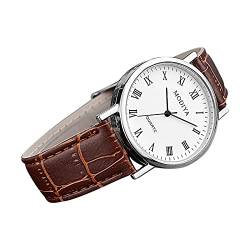 hahuha Ae1500 Herren Gürtel Klassische Kreative Römische Skala Trend Zifferblatt Uhrenarmband Kalender Geschenk Herrenuhr Ae1500, braun, Einheitsgröße von hahuha