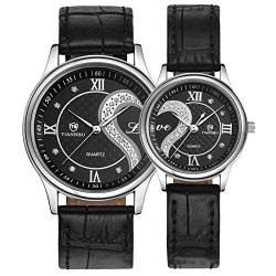 hahuha Herren Uhrenarmbänder 20mm Leder Ultradünne Tiannbu Uhren Handgelenk Paar 2PC Mode Liebe Uhr Set Armbanduhr, a, Einheitsgröße, Gurt von hahuha