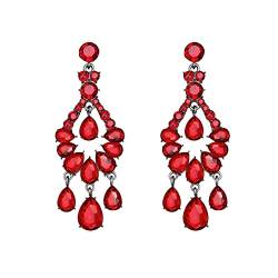 hahuha Niedliche Herz Ohrringe Hohl Tropfen Ohrringe Legierung Diamant Retro Ohrringe Rot/Schwarz Rose Ohrring Set, a, Einheitsgröße, Retro von hahuha