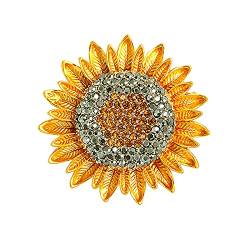 hahuha Pin Gelbe Broschen Elegante Zarte Sonnenblume Strass für Frauen Emaille Revers Brosche Sie Versucht Pin, mehrfarbig, Einheitsgröße von hahuha