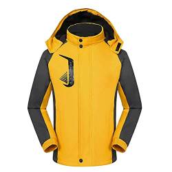 hahuha Plus Size Ski Jacken für Frauen Damen Skijacke Warm Winter Schnee Mantel Berg Windbreaker Kapuze Regenmantel Jacke Regenmantel Frauen Leicht, Gelb-D, 54 von hahuha