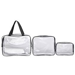 hahuha Reisetasche Damen Herren Cravel Aufbewahrungstasche Transparent Kosmetiktasche Toilettenbeutel Tragbare Dreiteilige Set Reise Organizer Fall (Schwarz, Einheitsgröße) von hahuha