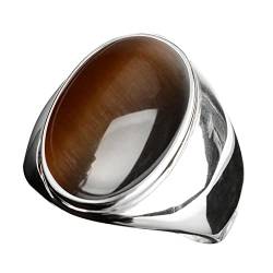 hahuha Ringe für Frauen Edelstahl Künstliche Katzenauge Stein Ring Titan Stahl Ring Ringe Bunt, 5740, 36 von hahuha