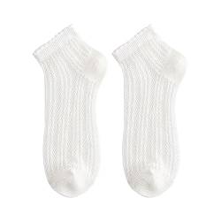 hahuha Sportliche Kompressionssocken für Damen, 10 Paar, einfarbig, leichtes Netzgewebe, atmungsaktiv und bequem, Frühling und Sommer, dünne kurze Socken, kurze Socken für Frauen, weiß, One size von hahuha