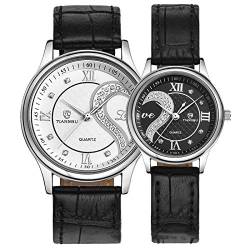 hahuha Tiannbu Herren-Uhrenarmbänder, 20 mm, Leder, ultradünn, 2 Stück, modisches Liebesuhren-Set, C, Einheitsgröße, Armband von hahuha