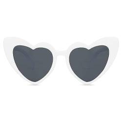 haierdidi Retro Herz Sonnenbrille Fashion Heart Shaped Herzform Sunglasses Herzbrille Vintage Sonnenbrille Herz Damen Sonnenschutz Trendige Herz Sonnenbrille Weiß (Weiß) von haierdidi