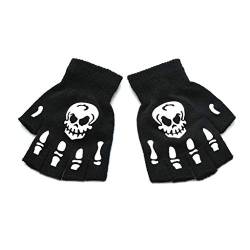 Unisex Halbfinger Fingerlose Outdoor Sport Arbeitshandschuhe Erwachsene Halloween Skelett Totenkopf Halb Finger Handschuhe Leuchtende Winter Fäustlinge von hainan