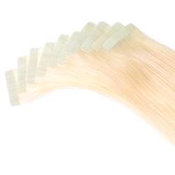 hair2heart 20 x Tape In Extensions aus Echthaar, 50cm, 2,5g Strähnen, glatt - Farbe 60 platinblond von hair2heart