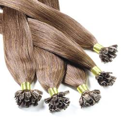 hair2heart 200 x 1g Echthaar Bonding Extensions, glatt - 60cm - #4 braun, Keratin Haarverlängerung Bondings von hair2heart