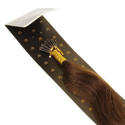 hair2heart 200 x Microring I-Tip Extensions aus Echthaar, 50cm, 1g Strähnen, glatt - Farbe 4 braun von hair2heart