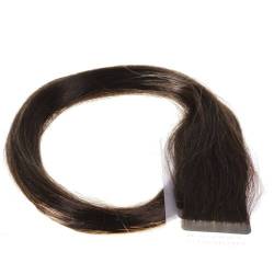 hair2heart 30 x Tape In Extensions aus Echthaar, 60cm, 2,5g Strähnen, glatt - Farbe 1b naturschwarz von hair2heart