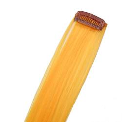 hair2heart Bunte Clip In Haarsträhnen Haarverlängerung für Kinder, glatte Hightlight Extensions aus Kunsthaar - #119 Sonnengelb, 60cm von hair2heart