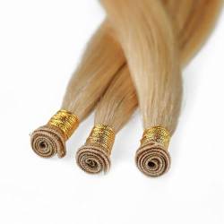 hair2heart Echthaar Tresse zum Einnähen Hand Tied Extensions, 30cm 9/31 Lichtblond Gold Asch von hair2heart