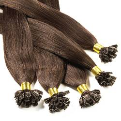 hair2heart Extensions Echthaar Bondings glatt - 150 Strähnen 0.5g 50cm 6/3 dunkelblond gold von hair2heart