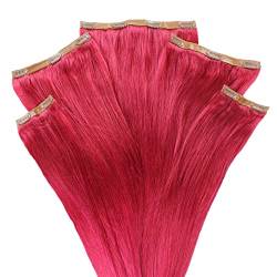 hair2heart Invisible Clip In Extensions Echthaar 5tlg. REMY - 0/44 rot-intensiv 50cm von hair2heart